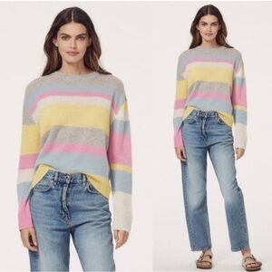 360 Cashmere SWEATER $345 Lucille Striped Cashmere Jumper - Light Grey . Size S